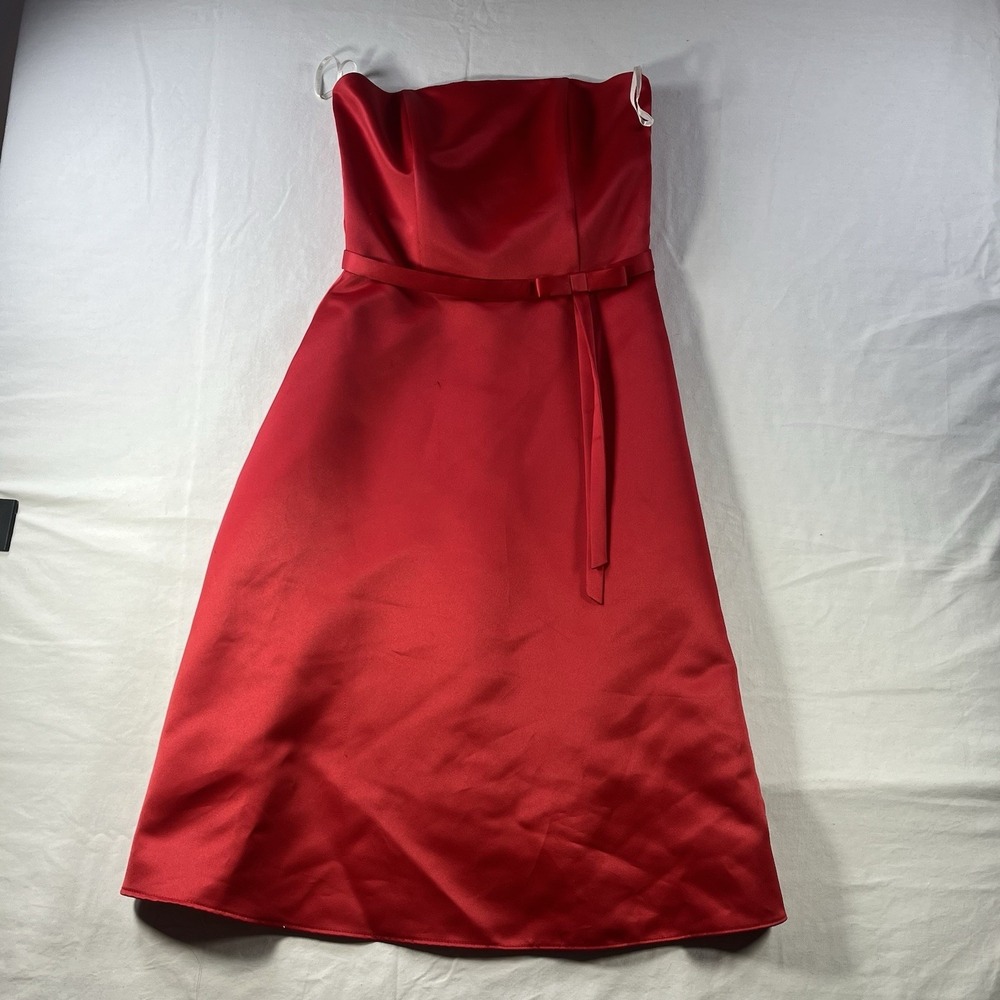 JESSICA MCCLINTOCK RED SATIN STRAPLESS MINI DRESS SIZE 4